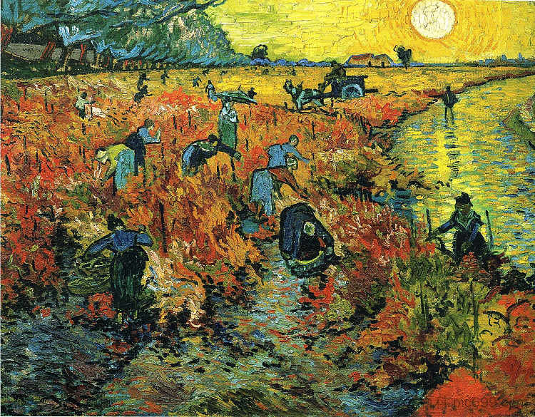 阿尔勒的红色葡萄园 Red Vineyards at Arles (1888; Arles,Bouches-du-Rhône,France ),文森特·梵高