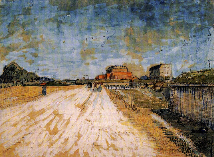 巴黎城墙旁的公路 Road Running Beside the Paris Ramparts (1887; Paris,France  )，文森特·梵高