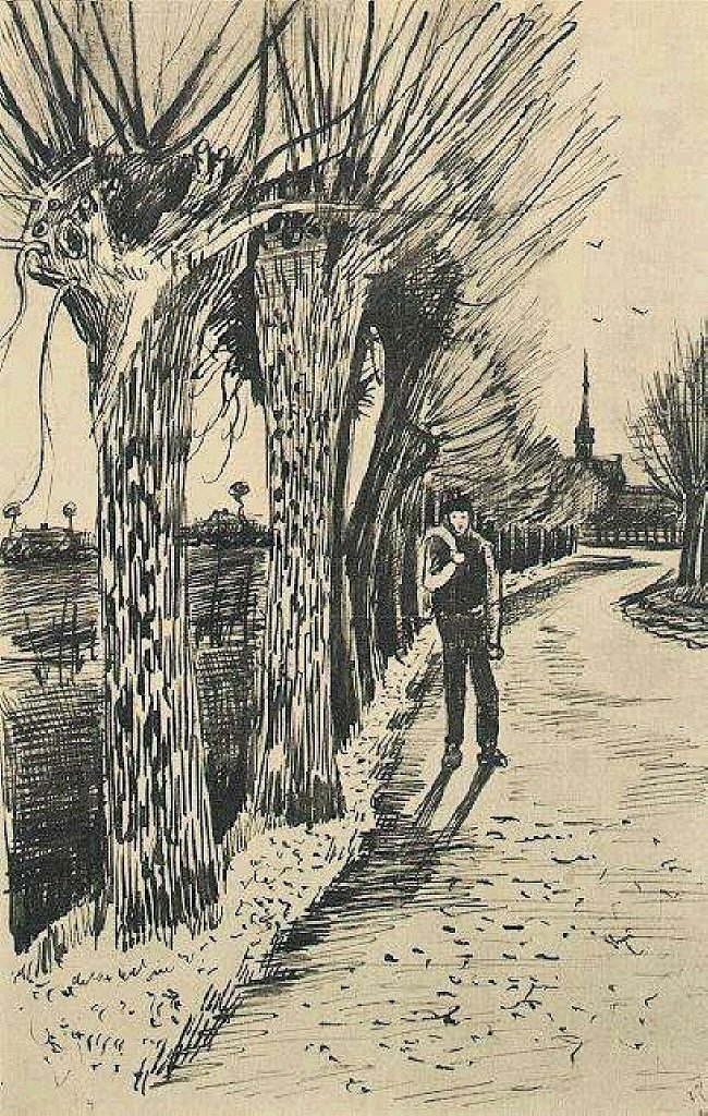 波拉德柳树路 Road with Pollard Willows (1881; Netherlands  )，文森特·梵高