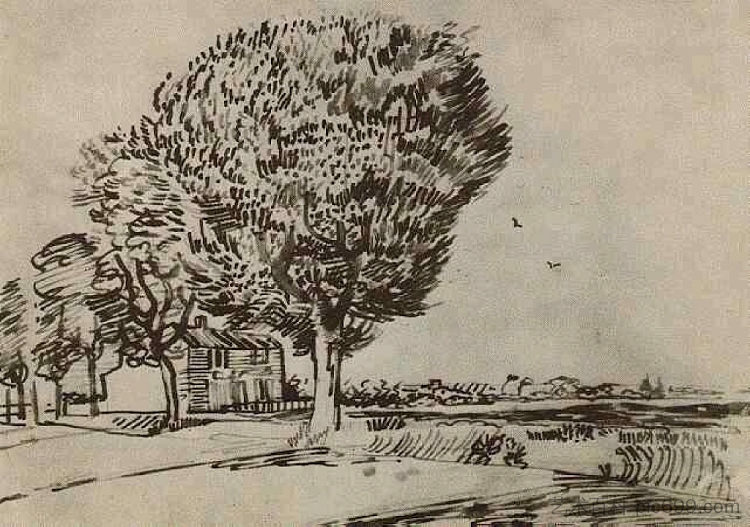 有树木的道路 Road with Trees (1888; Arles,Bouches-du-Rhône,France ),文森特·梵高