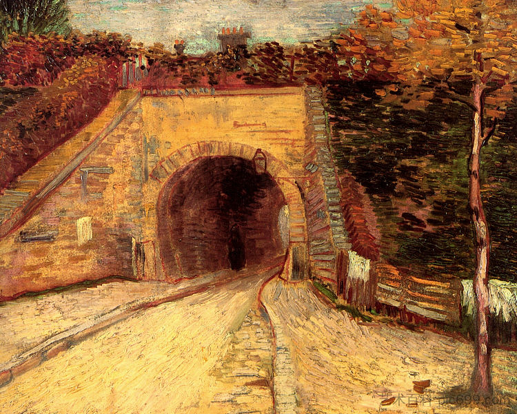 带地下通道的道路 高架桥 Roadway with Underpass The Viaduct (1887; Paris,France  )，文森特·梵高