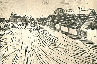 圣玛丽斯的一排乡村别墅 Row of Cottages in Saintes-Maries (1888; Saintes-maries-de-la-mer,France                     )，文森特·梵高