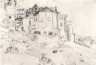 蒙马儒遗址 Ruins of Montmajour (1888; Arles,Bouches-du-Rhône,France                     )，文森特·梵高