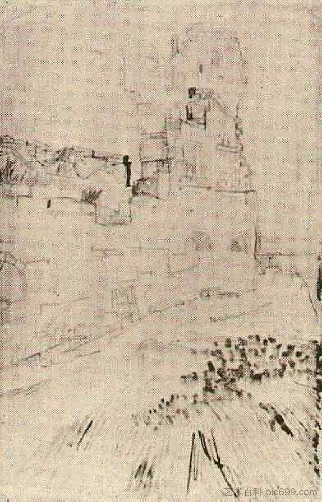 蒙马儒遗址 Ruins of Montmajour (1888; Arles,Bouches-du-Rhône,France  )，文森特·梵高