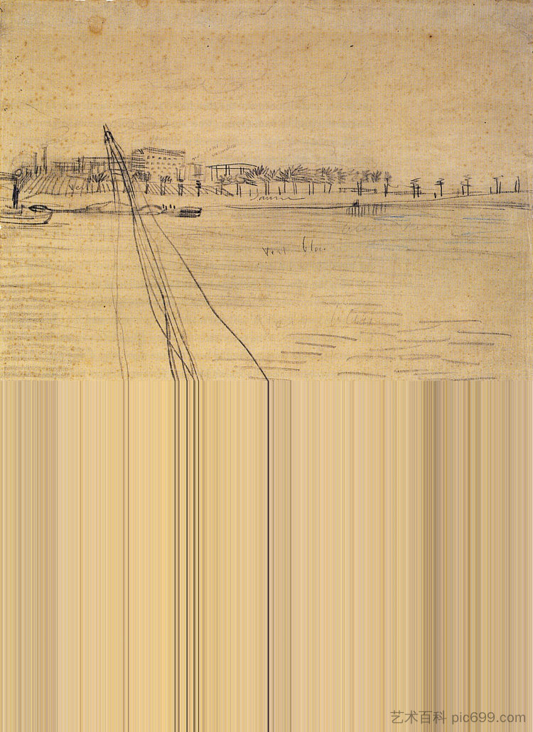 阿涅尔塞纳河上的帆船 Sailing Boat on the Seine at Asnieres (1887; Paris,France ),文森特·梵高