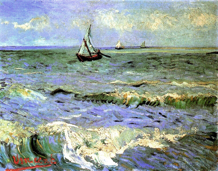 圣玛丽斯的海景 Seascape at Saintes-Maries (1888; Saintes-maries-de-la-mer,France  )，文森特·梵高