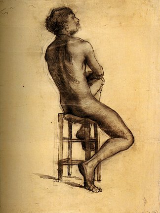 从背后看坐着的男性裸体 Seated Male Nude Seen from the Back (c.1886; Paris,France                     )，文森特·梵高