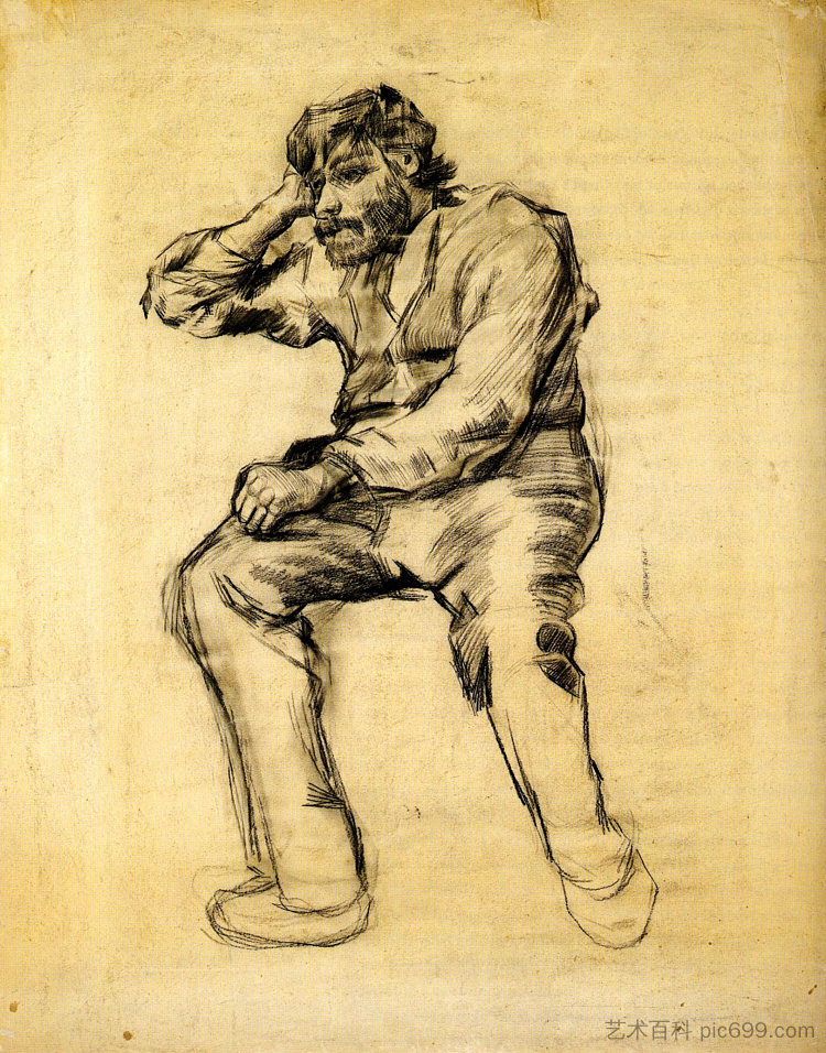 坐着的有胡子的人 Seated Man with a Beard (1886; Paris,France  )，文森特·梵高