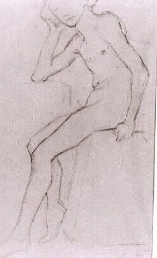 Seated Nude after Bargues Seated Nude after Bargues (1890; Auvers-sur-oise,France                     )，文森特·梵高