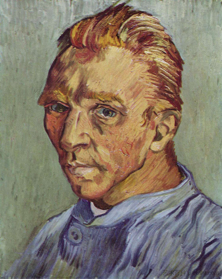 自画像 Self-Portrait (1889; Saint-rémy-de-provence,France  )，文森特·梵高