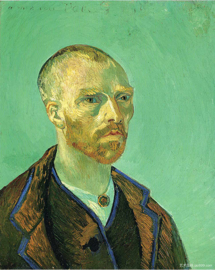献给保罗·高更的自画像 Self Portrait Dedicated to Paul Gauguin (1888; Arles,Bouches-du-Rhône,France  )，文森特·梵高
