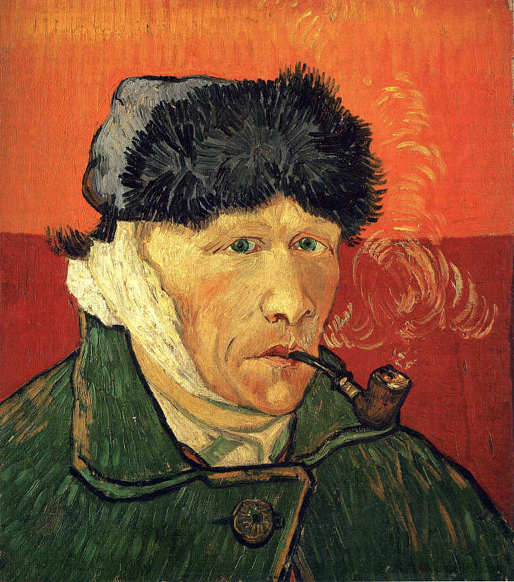 带绷带耳朵的自画像 Self-portrait with bandaged ear (1889; Arles,Bouches-du-Rhône,France  )，文森特·梵高