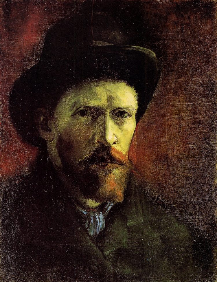 带深色毡帽的自画像 Self-Portrait with Dark Felt Hat (1886; Paris,France  )，文森特·梵高