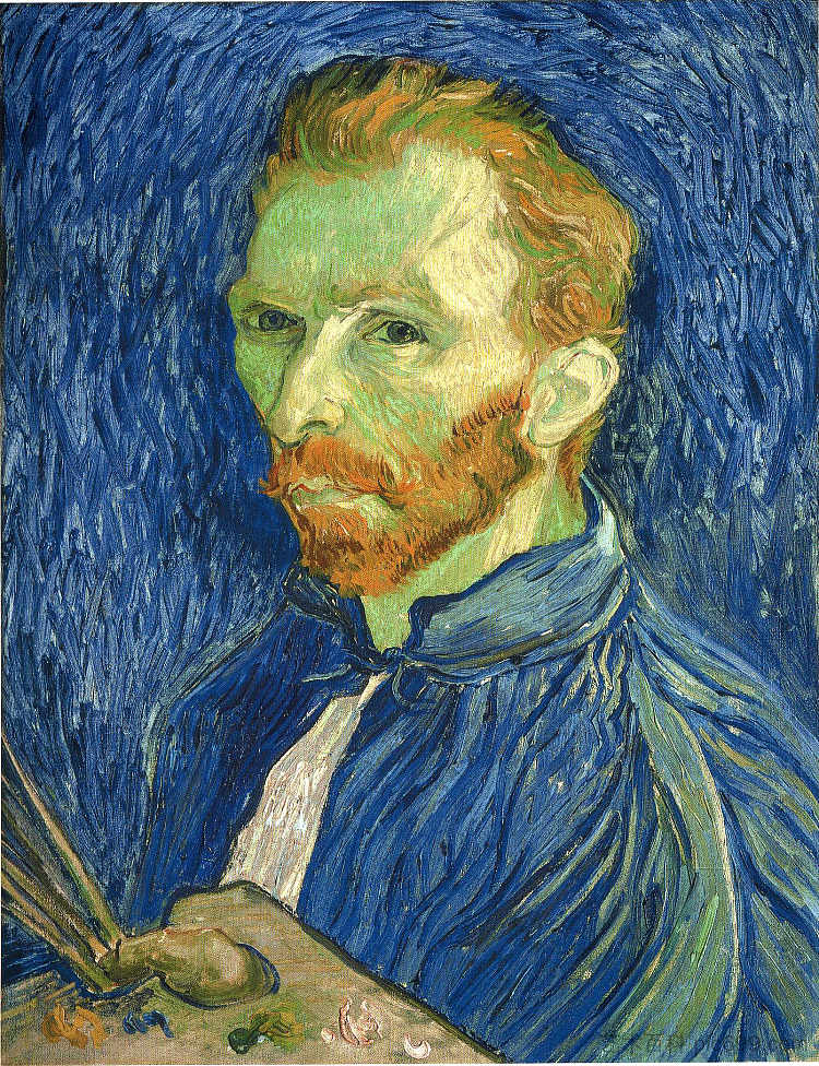 自画像与托盘 Self Portrait with Pallette (1889; Arles,Bouches-du-Rhône,France  )，文森特·梵高