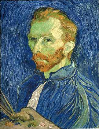 自画像与托盘 Self Portrait with Pallette (1889; Arles,Bouches-du-Rhône,France                     )，文森特·梵高