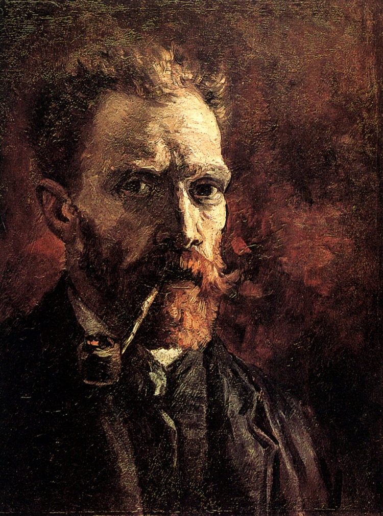 烟斗自画像 Self-Portrait with Pipe (1886; Paris,France  )，文森特·梵高