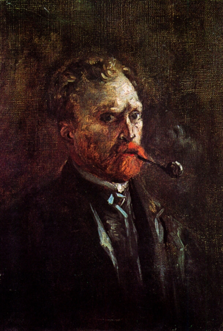 烟斗自画像 Self-Portrait with Pipe (1886; Paris,France  )，文森特·梵高