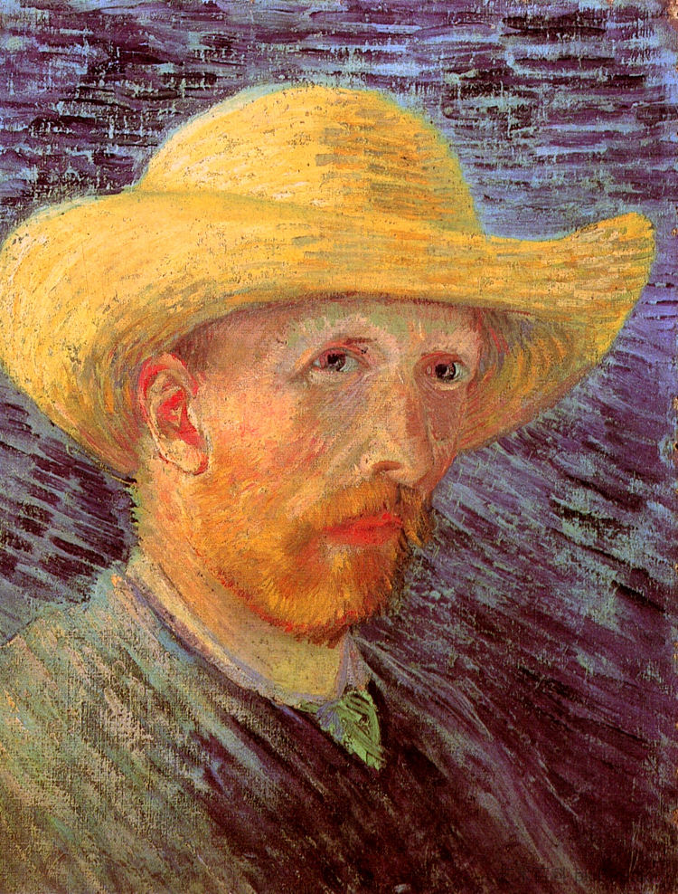 带草帽的自画像 Self-Portrait with Straw Hat (1887; Paris,France  )，文森特·梵高