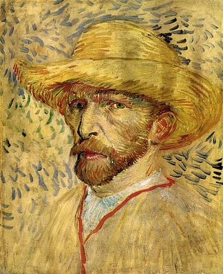 带草帽的自画像 Self-Portrait with Straw Hat (1887; Paris,France                     )，文森特·梵高