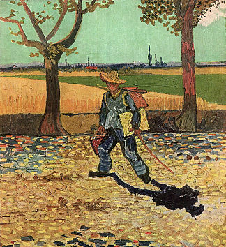 通往塔拉斯孔的路上的自画像（上班路上的画家） Selfportrait on the Road to Tarascon (The Painter on His Way to Work) (1888; Arles,Bouches-du-Rhône,France                     )，文森特·梵高
