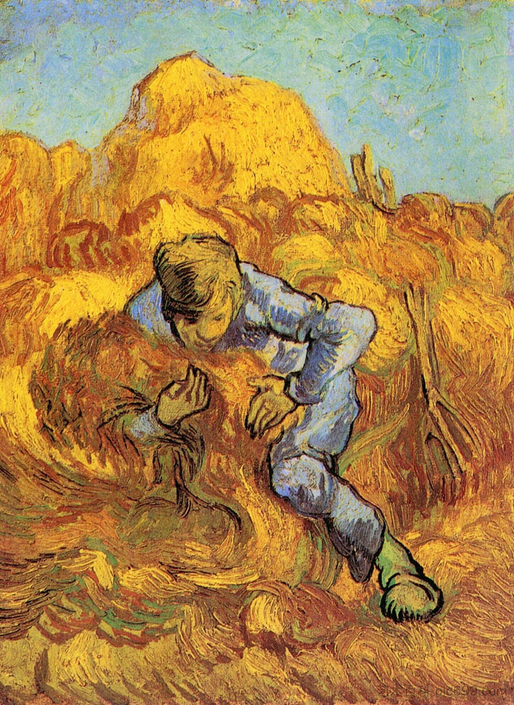 捆扎活页夹,小米之后 Sheaf-Binder, The after Millet (1889; Saint-rémy-de-provence,France ),文森特·梵高