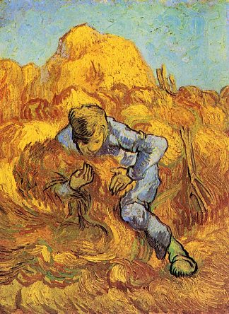 捆扎活页夹，小米之后 Sheaf-Binder, The after Millet (1889; Saint-rémy-de-provence,France                     )，文森特·梵高