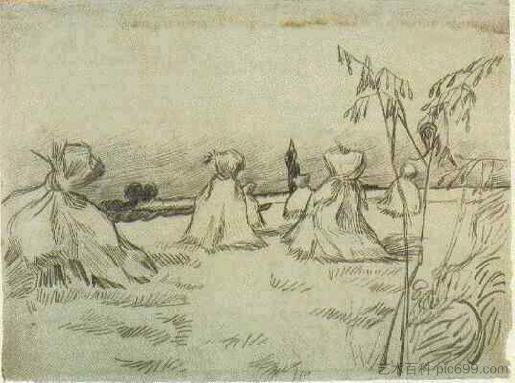 一捆捆麦子 Sheaves of Wheat (1890; Saint-rémy-de-provence,France ),文森特·梵高