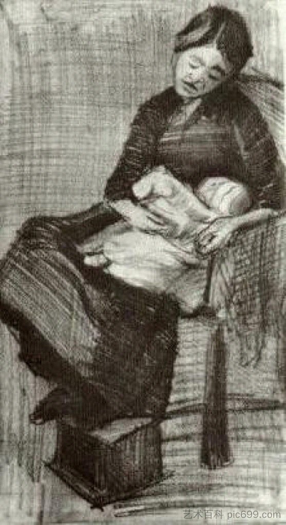 Sien哺乳婴儿 Sien Nursing Baby (1882; Haag / Den Haag / La Haye / The Hague,Netherlands ),文森特·梵高