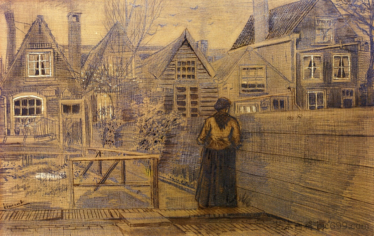 从后院看西恩母亲的房子 Sien's Mother's House Seen from the Backyard (1882; Haag / Den Haag / La Haye / The Hague,Netherlands ),文森特·梵高