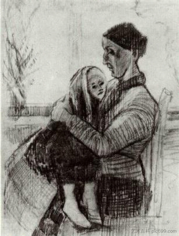 席恩膝上抱着孩子 Sien with Child on her Lap (1882; Haag / Den Haag / La Haye / The Hague,Netherlands ),文森特·梵高