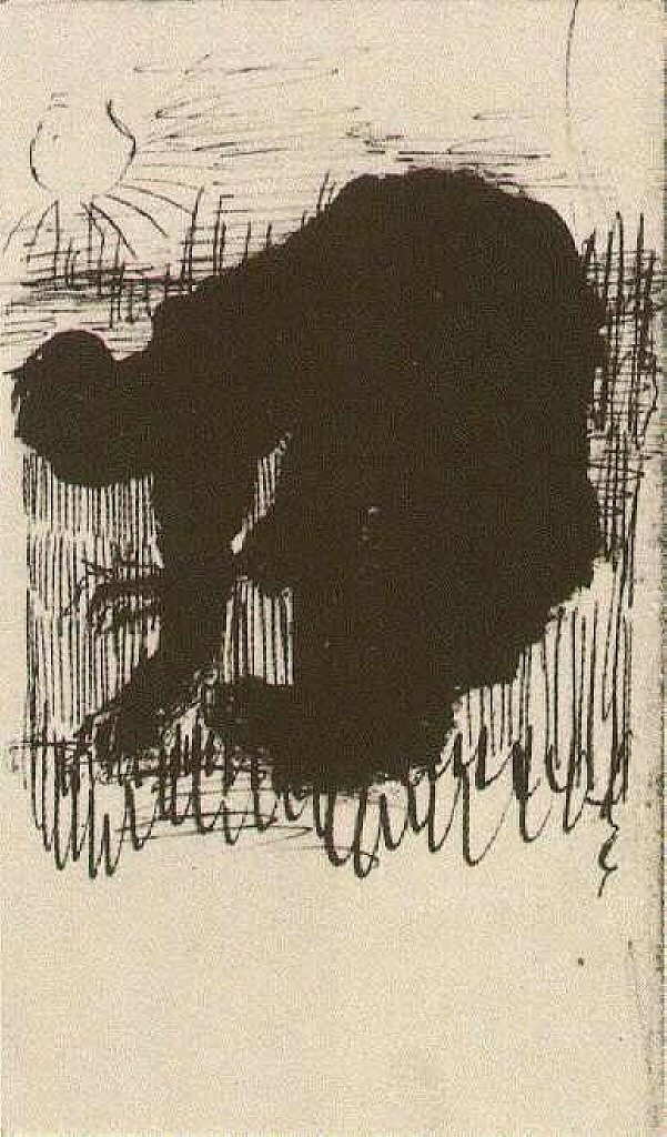 一个挖胡萝卜的农妇的剪影 Silhouette of a Peasant Woman Digging Carrots (c.1885; Nunen / Nuenen,Netherlands  )，文森特·梵高