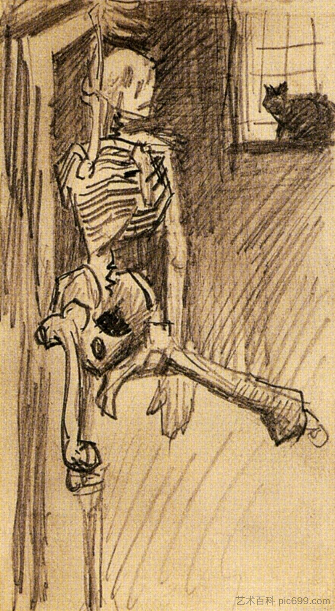 骨架 Skeleton (c.1886; Paris,France  )，文森特·梵高