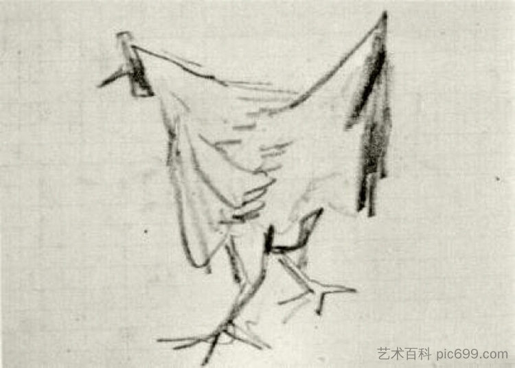 母鸡素描 Sketch of a Hen (1890; Auvers-sur-oise,France  )，文森特·梵高