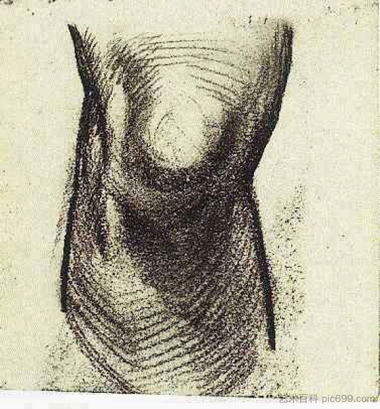 膝盖的草图 Sketch of a Knee (1886; Antwerp,Belgium  )，文森特·梵高