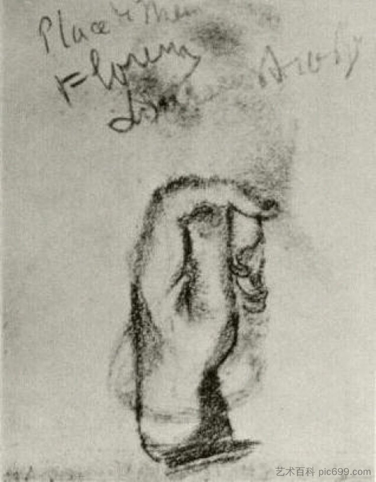 左手的草图 Sketch of a Left Hand (1886; Antwerp,Belgium  )，文森特·梵高