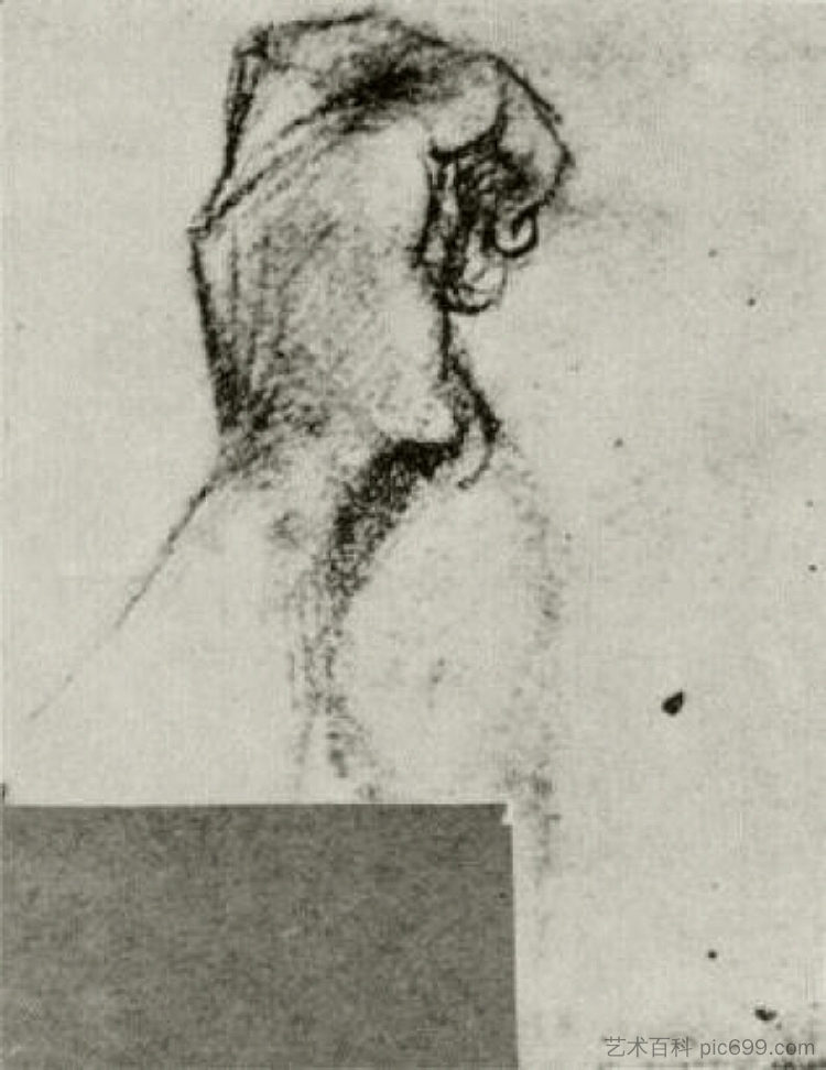 左手的草图 Sketch of a Left Hand (1886; Antwerp,Belgium  )，文森特·梵高