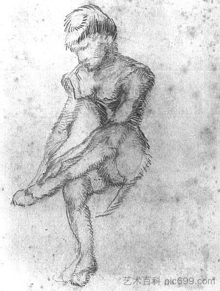 一个坐着的女人的素描 Sketch of a Seated Woman (1888; Arles,Bouches-du-Rhône,France  )，文森特·梵高