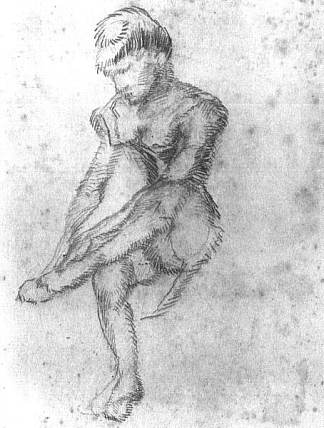 一个坐着的女人的素描 Sketch of a Seated Woman (1888; Arles,Bouches-du-Rhône,France                     )，文森特·梵高