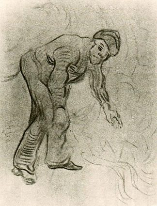 一个弯腰男人的素描 Sketch of a Stooping Man (1890; Saint-rémy-de-provence,France                     )，文森特·梵高