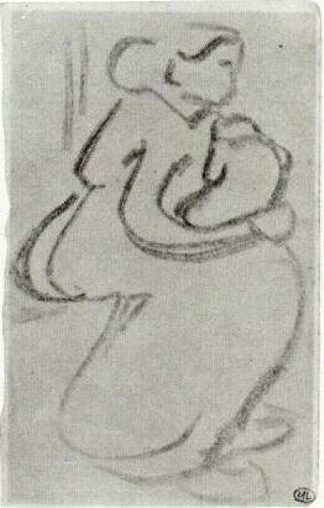 一个抱着婴儿的女人的素描 Sketch of a Woman with a Baby in her Lap (1890; Auvers-sur-oise,France                     )，文森特·梵高