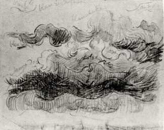 带有颜色注释的云草图 Sketch of Clouds with Colour Annotations (1890; Saint-rémy-de-provence,France                     )，文森特·梵高