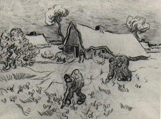 挖掘机和其他人物的草图 Sketch of Diggers and Other Figures (1890; Saint-rémy-de-provence,France                     )，文森特·梵高