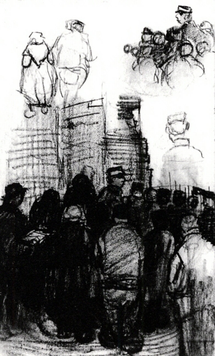 为拍卖绘制草图 Sketches for the Drawing of an Auction (1885; Nunen / Nuenen,Netherlands  )，文森特·梵高