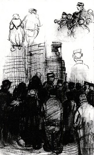 为拍卖绘制草图 Sketches for the Drawing of an Auction (1885; Nunen / Nuenen,Netherlands                     )，文森特·梵高