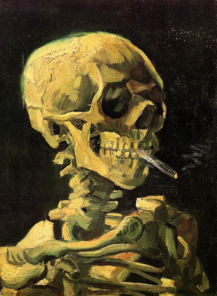 燃烧的香烟头骨 Skull with Burning Cigarette (1885; Nunen / Nuenen,Netherlands  )，文森特·梵高