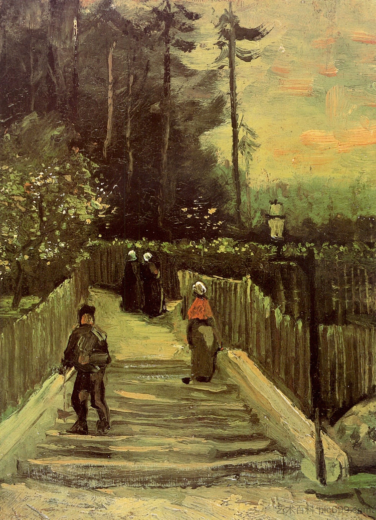 蒙马特的斜坡小径 Sloping Path in Montmartre (1886; Paris,France ),文森特·梵高