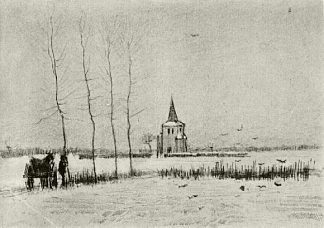 有老塔的雪景 Snowy Landscape with the Old Tower (1883; Nunen / Nuenen,Netherlands                     )，文森特·梵高