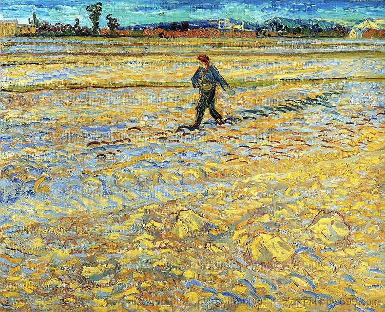 播种机 Sower (1888; Arles,Bouches-du-Rhône,France  )，文森特·梵高