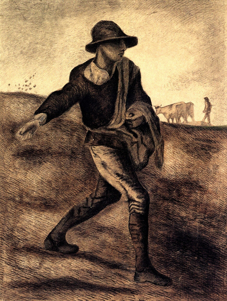 播种机(以谷子命名) Sower (after Millet) (1881; Netherlands  )，文森特·梵高