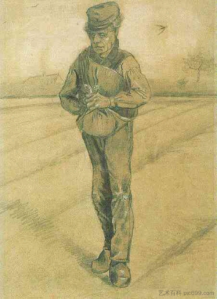 手插麻袋撒种 Sower with Hand in Sack (1881; Netherlands  )，文森特·梵高